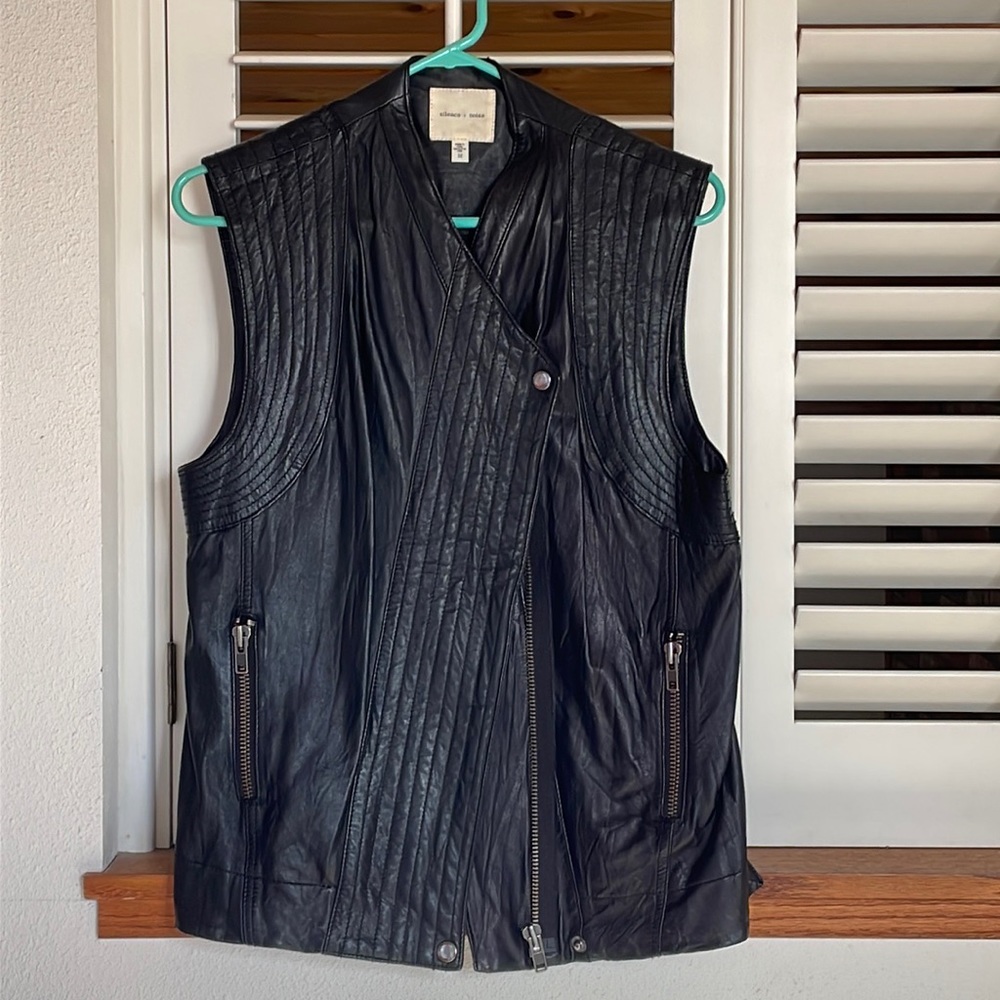 Leather vest, rayon lining